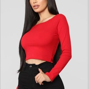 Red Off Shoulder Crop